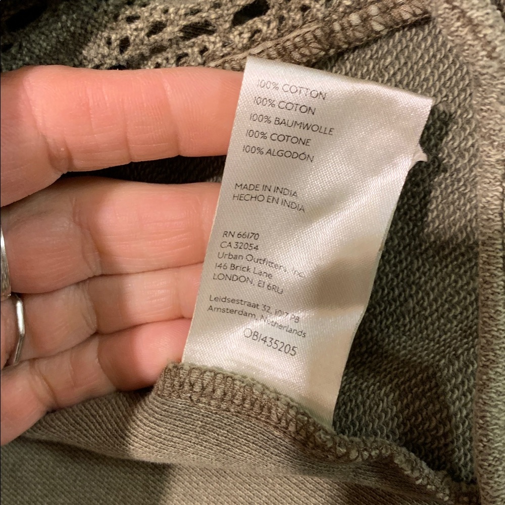 We The Free Lost Cause 100% Cotton Olive Green Cropped Tie Front Cardigan XS - Picture 9 of 11